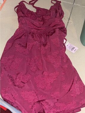 Target Burgundy Lace-Overlay Mini Dress